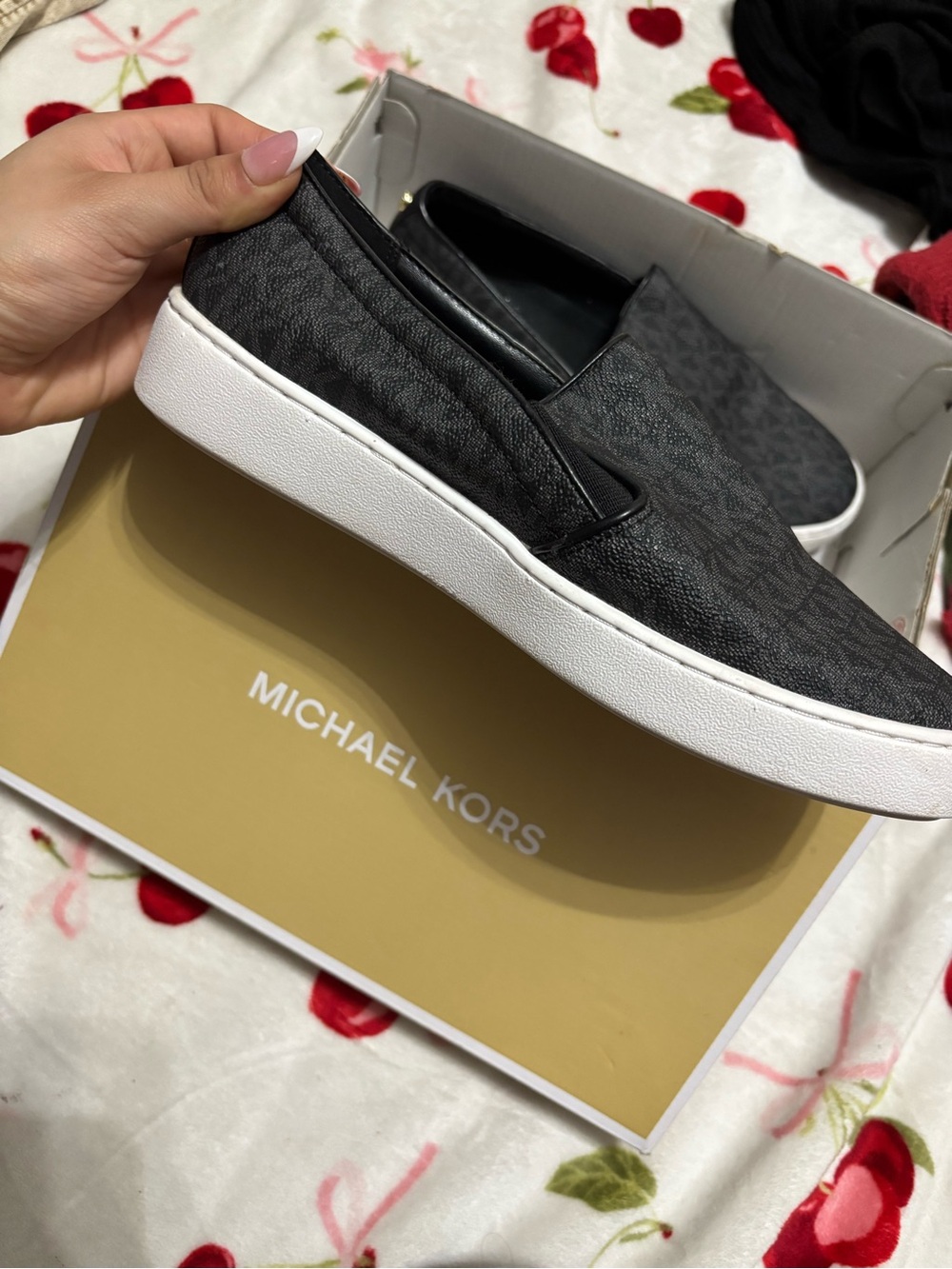 Michael Kors Men's Charcoal Slip-On Logo-Print Sneakers